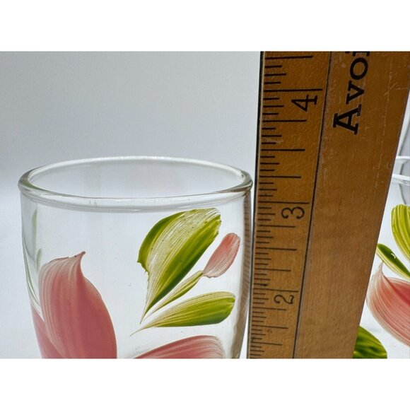 2 Bartlett Collins Gay Fad Handpainted juice glasses Pink Floral 3.25" - Picture 2 of 7